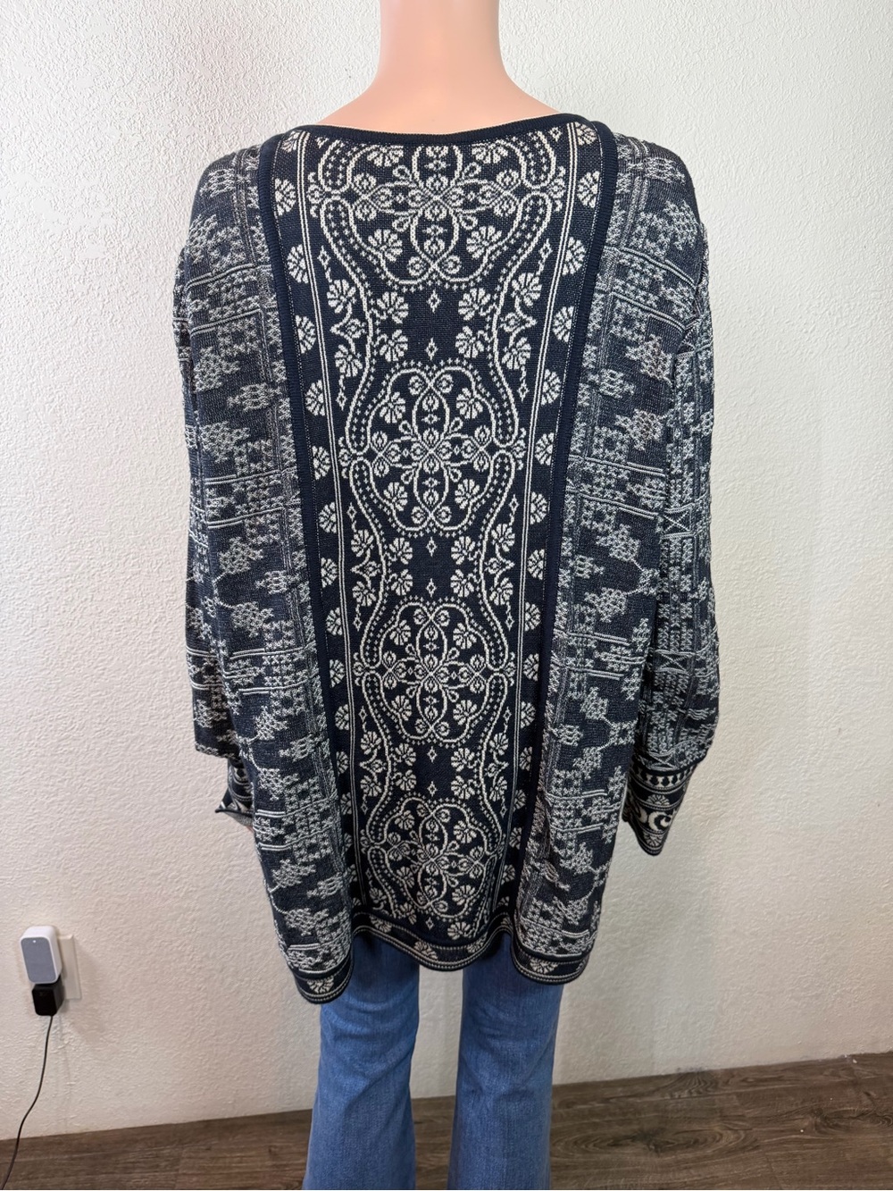 Peruvian Connection Women's Gray Patterned Teddy Jacket xl - Picture 8 of 13